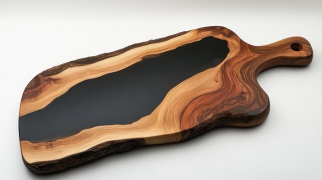 Handcrafted Wooden Board with Resin Art River Design