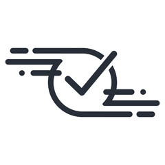 Quick verification, check. Find what you need in the information flow. Vector linear icon isolated on white background.