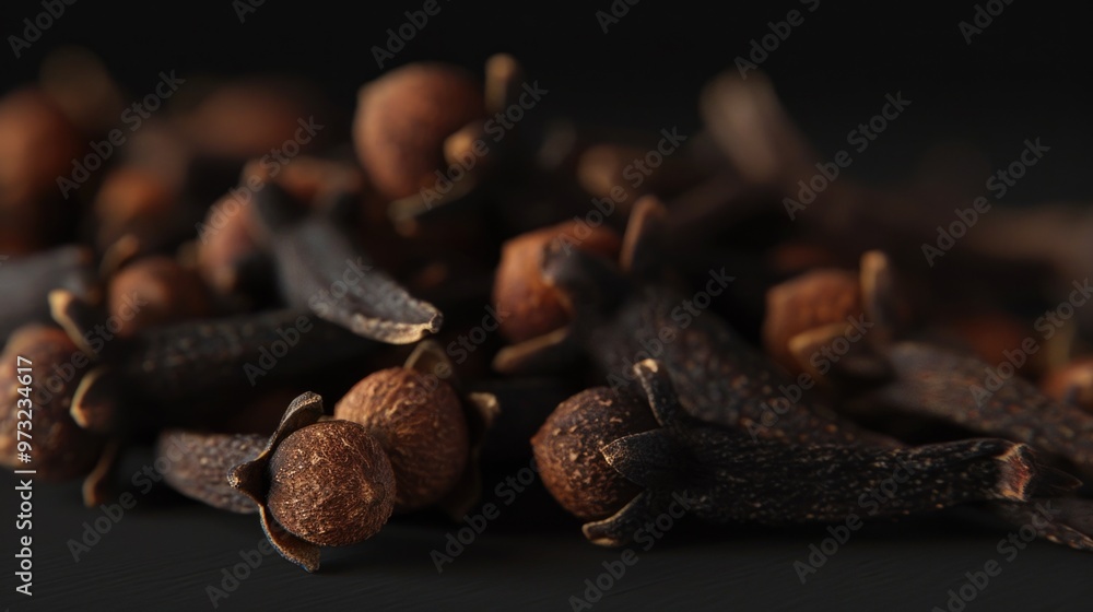 Poster a pile of whole cloves sitting on a table, perfect for use in cooking or as a decorative item