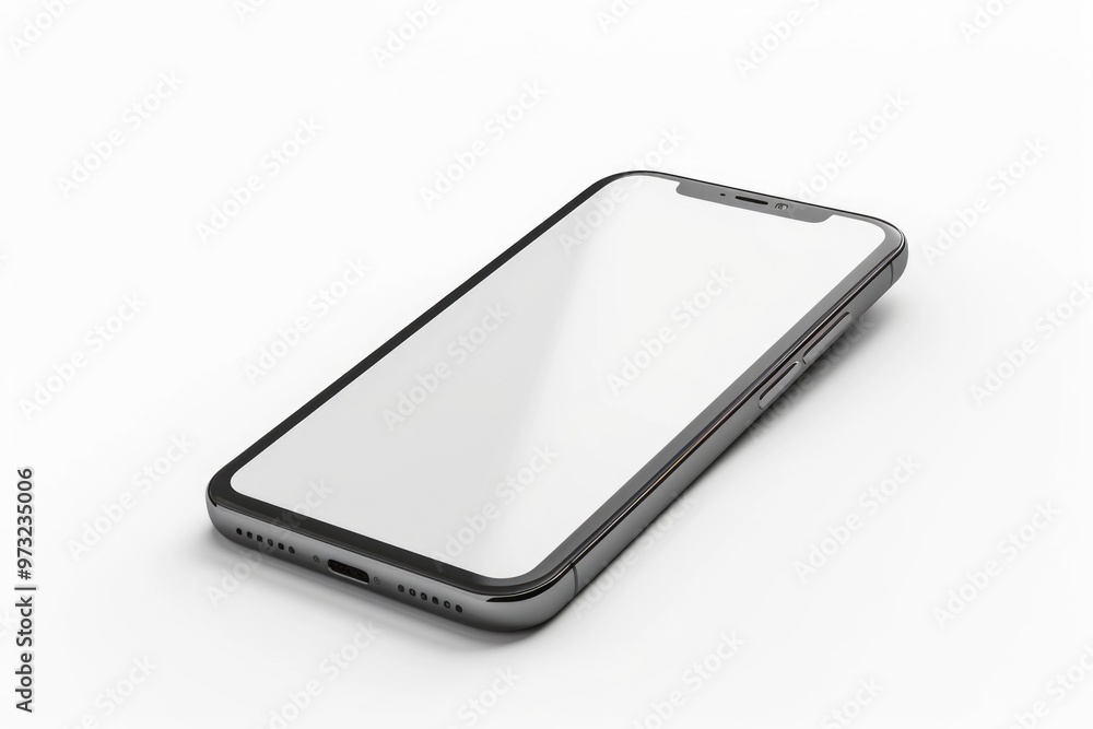 Aufkleber a close-up shot of a cell phone on a white surface, great for use in technology and gadget-themed il