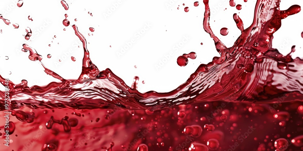 Poster a splash of red wine on a white background