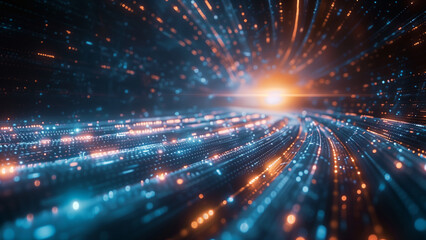 Fototapeta premium Abstract design with a digital path leading to a bright light