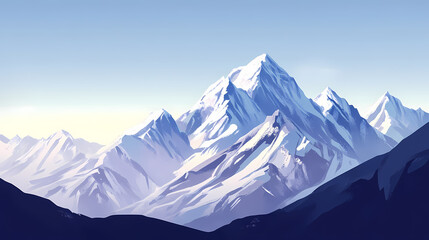 Fototapeta premium The mountains are covered in snow and the sky is clear. Himalayan Mountains. Illustration