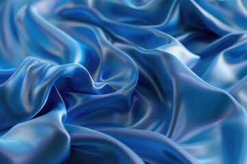 Obraz premium Close-up shot of blue silk fabric texture