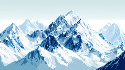 Himalayan spirit the majestic himalayan mountains overlaid, capturing the essence of high-altitude adventure and spirituality suitable for mountaineering expeditions. Himalayan Mountains. Illustration