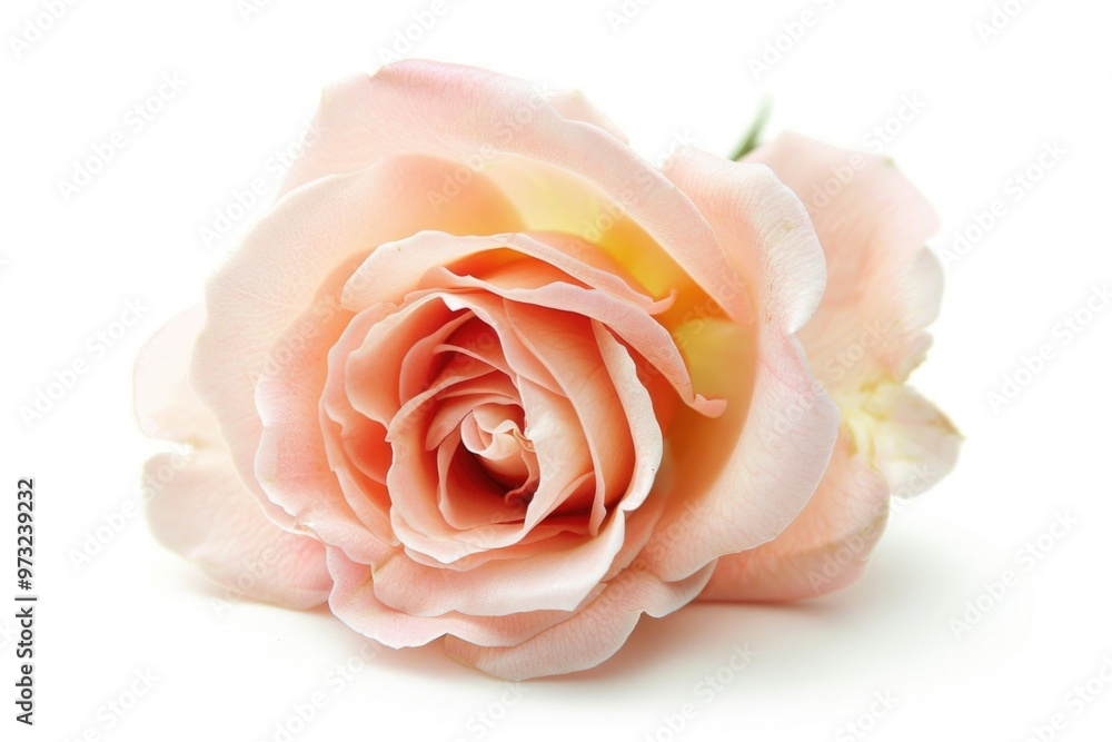 Poster A single pink rose placed on a clean white background