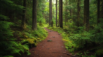 Obraz premium This lush forest trail invites nature lovers to explore its verdant beauty