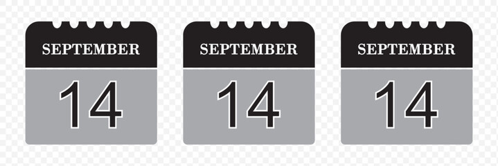 14 September Calendar. September Calendar Vector Illustration