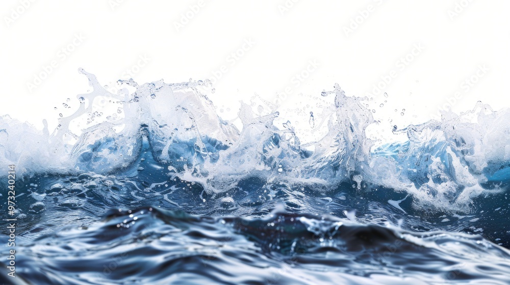 Poster a detailed view of a wave breaking on the surface of the ocean
