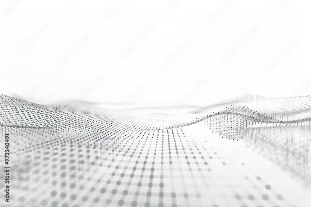 Poster A monochromatic image of a wavy pattern made up of small dots