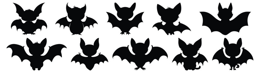 Bat silhouette set vector design big pack of bat illustration and icon