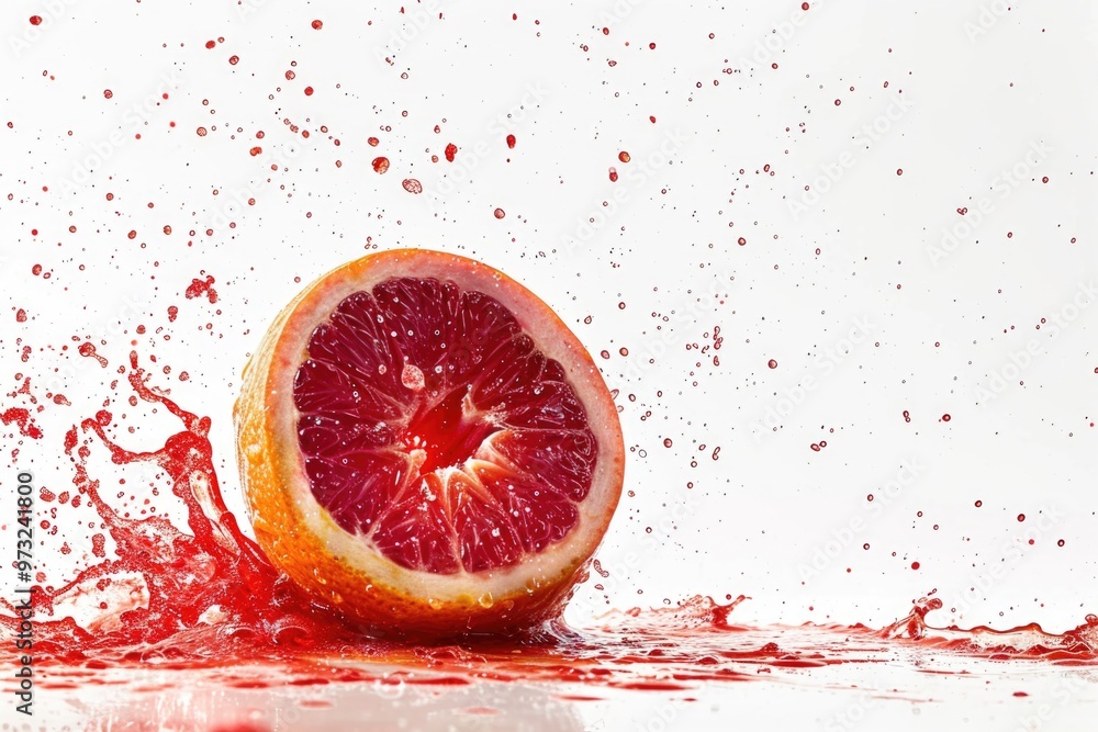 Poster fresh grapefruit with water droplets on its surface