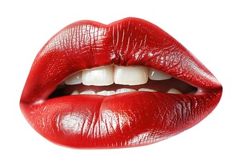 Fototapeta premium A detailed view of a woman's face, focusing on her lips and lipstick
