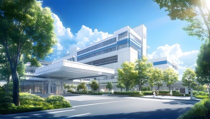 Modern hospital exterior facade and main entrance in Pare-Pare