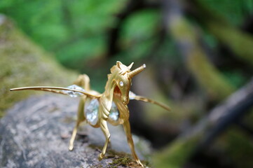 A unicorn statuette with wings. In Chinese culture, it is considered a noble animal.