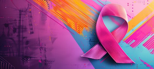 Vibrant Digital Flyer with Pink Ribbon Promoting Breast Cancer Prevention and Awareness