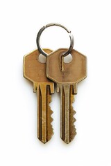 A pair of keys sitting on top of each other on a surface