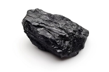 Fototapeta premium A small piece of coal sits on a white surface