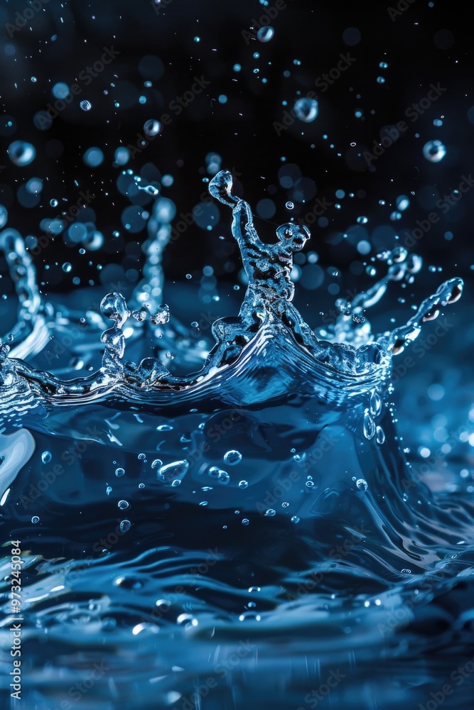 Poster Close-up shot of calm water with a crown floating on the surface, suitable for use as a decorative element or symbol in various contexts