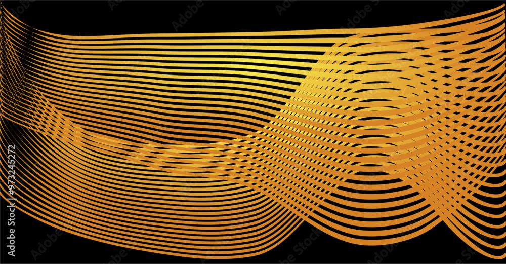 Poster composition of geometric lines and planes in gold, brown and yellow as background design in graphic visual elements and for other visual design needs
