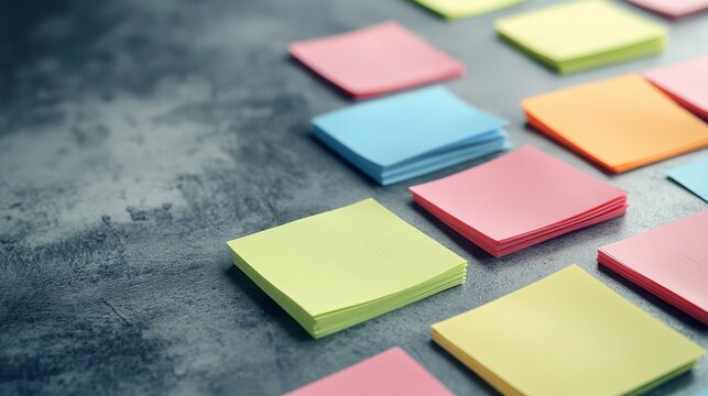 Participants gather ideas and inspirations using vibrant sticky notes in an organized layout