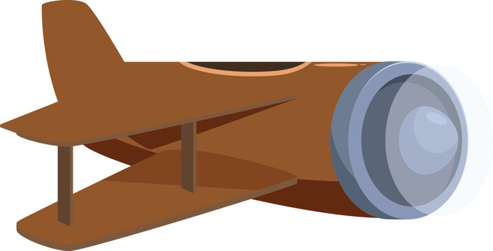 recommend clip art: Cartoon biplane flying in the sky, side view of vintage plane with propeller