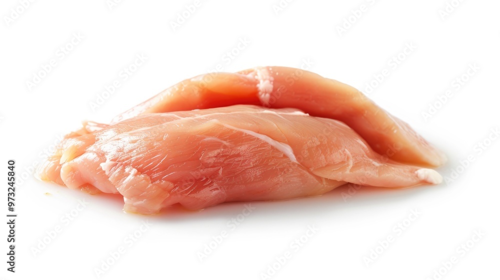 Poster A piece of raw chicken placed on a clean white surface for inspection or photography