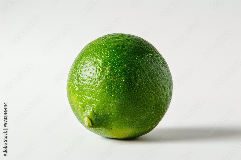 Poster A single lime sits on a white surface, ready for use or display
