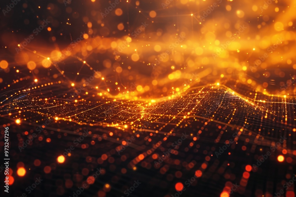 Poster Abstract representation of golden light with soft rays and texture