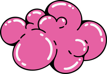 Pink Y2k funky cloud shapes. Playful design. Cartoon retro bubbles. Soap suds illustration © Chorna_L