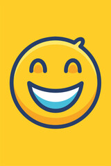 A cheerful and friendly smiley face with a big grin and closed eyes, perfect for adding a touch of happiness to your designs. This simple and iconic illustration is ideal for social media, websites.