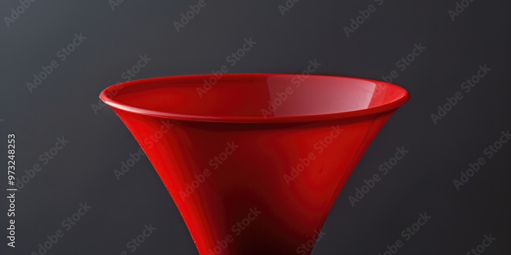 Poster a single red vase sits on top of a wooden table, with a simple and elegant design