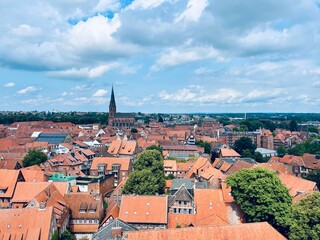 Obraz premium Red roofs view of the old German town 