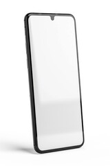 A classic black and white mobile phone with a blank screen
