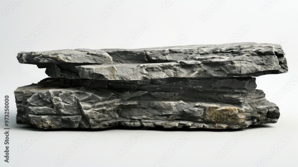 Poster A large rock sits atop a white surface, ideal for use as a design element or background
