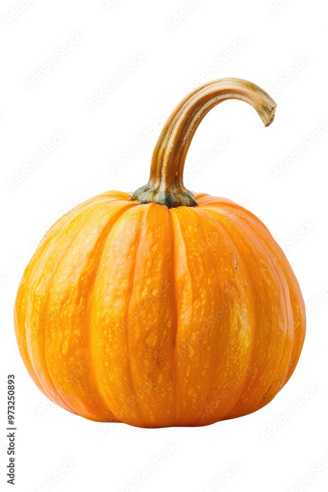 Sticker A single orange pumpkin on a white background