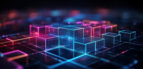 Obraz premium Modern digital abstract 3D background. Copy space.
