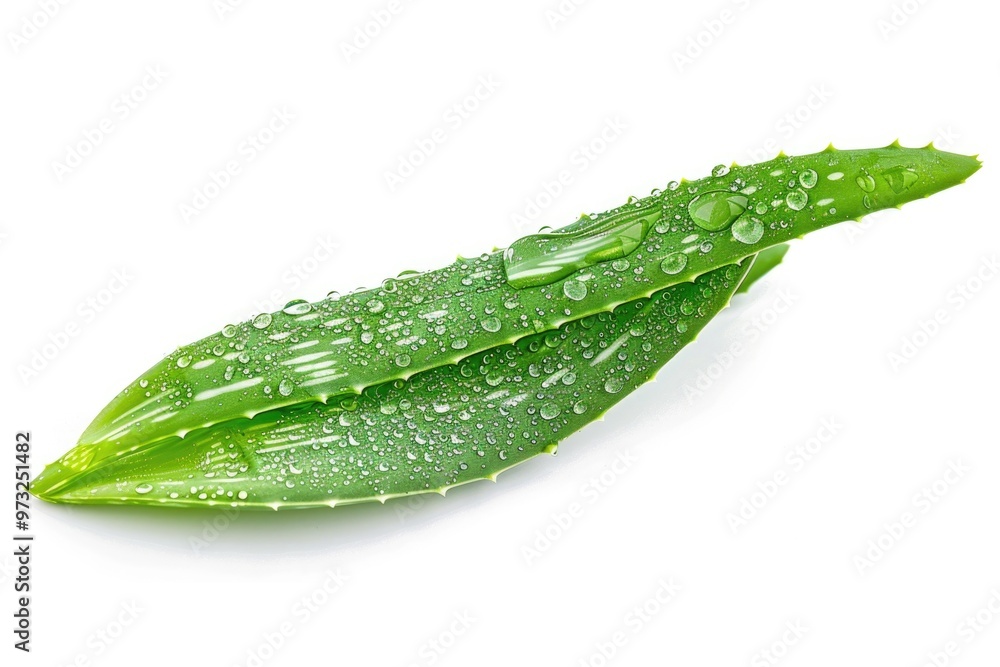 Canvas Prints A close-up shot of a leaf with water droplets glistening on its surface