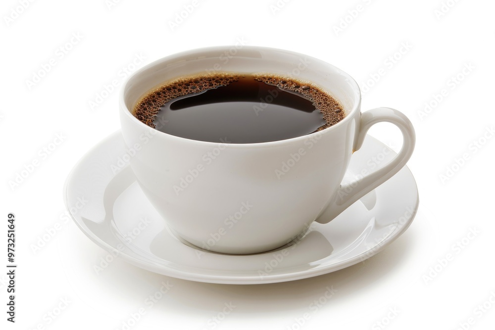 Poster a single serving of coffee sits on a small saucer, ready to be enjoyed