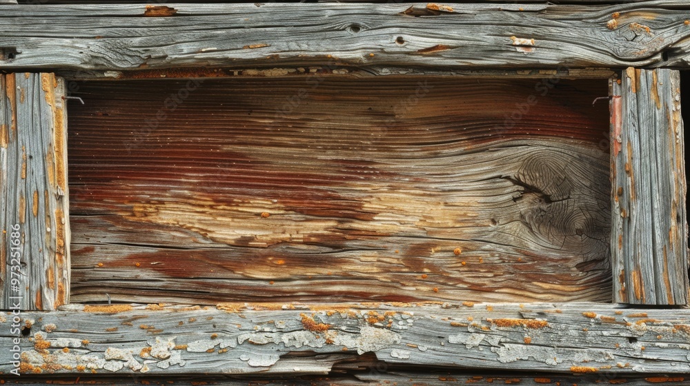 Poster a close-up shot of a wooden window frame, suitable for use in interior design or architecture projec