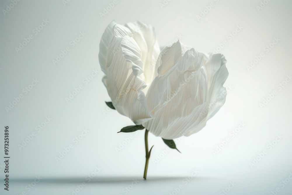 Poster a simple and elegant white flower sitting alone on a white background, perfect for use in designs th
