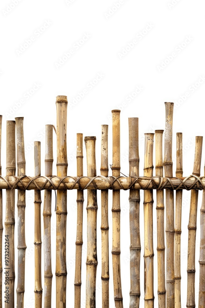Poster Close-up view of a fence constructed with interlocking bamboo sticks