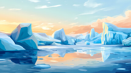 Icelandic glacier lagoon a frozen wonderland. Icelandic Glaciers. Illustration