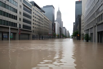 Fototapeta na wymiar Urban Flooding Crisis: City Streets Underwater