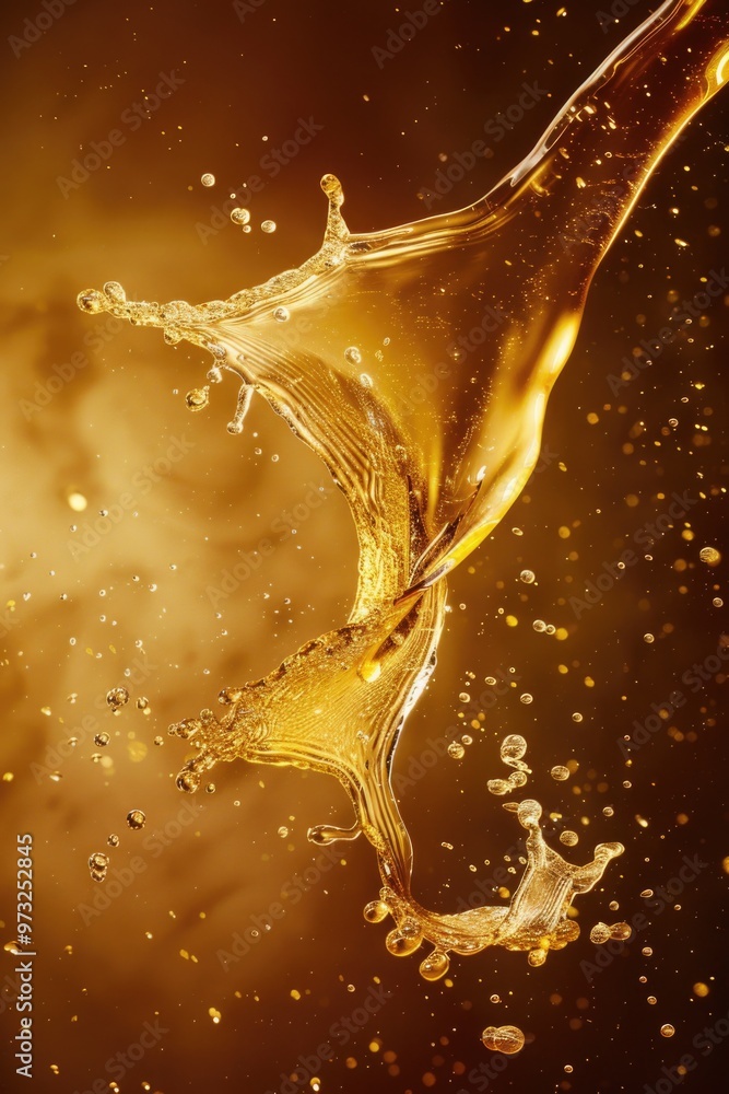 Poster a close-up shot of a splash of liquid on a dark background, great for illustrating fluid dynamics or