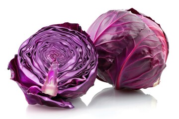 Obraz premium Close-up shot of a purple cabbage on a white surface, great for food or health related uses