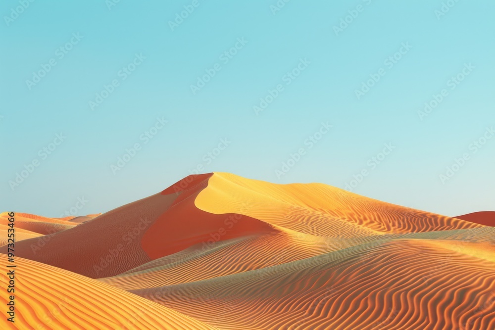 Canvas Prints Aerial view of desert sand dunes under a clear blue sky, ideal for travel or landscape use