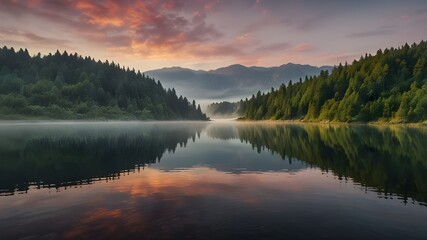 Fototapeta premium High clouds sunlight blue skies fog with shadows all in the beauty of nature and landscape Generative AI