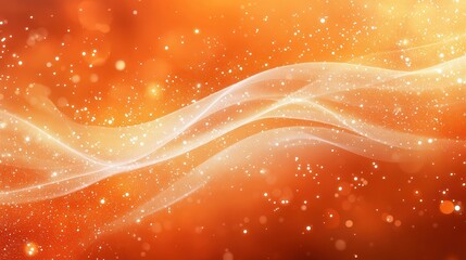 A bright orange background with a wave of white and orange dots