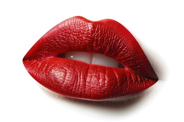A detailed shot of a red lipstick applied to a white surface, ideal for use in beauty or cosmetics advertising